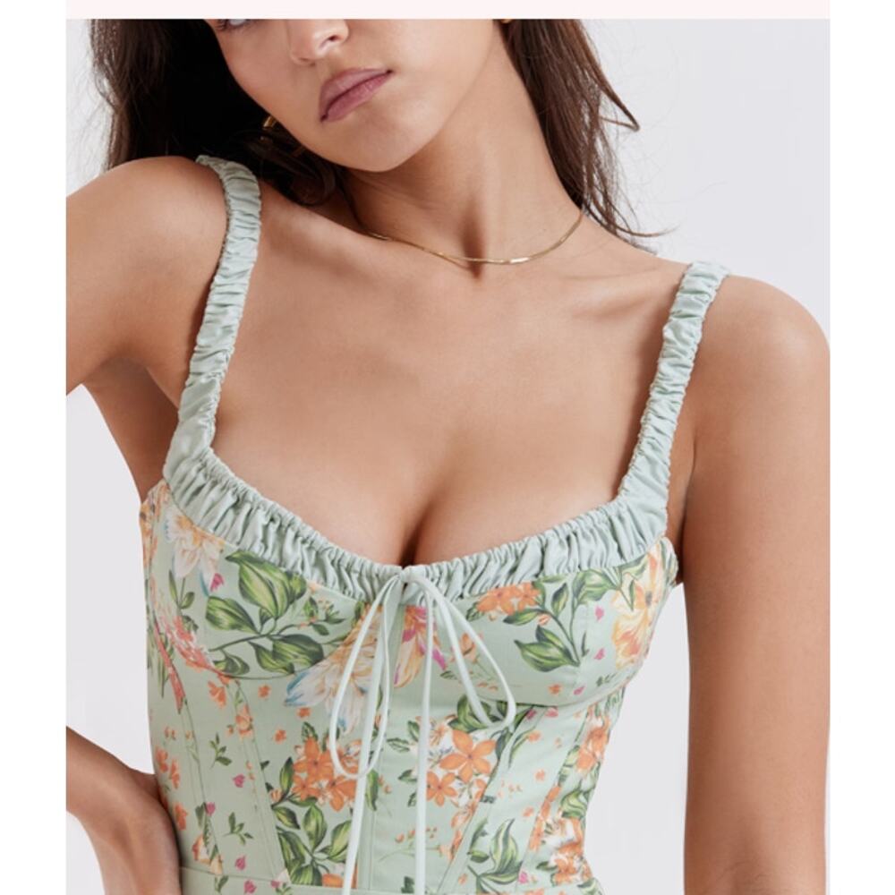 Green Cottage Floral House of CB Dress Size M - Picture 3 of 11
